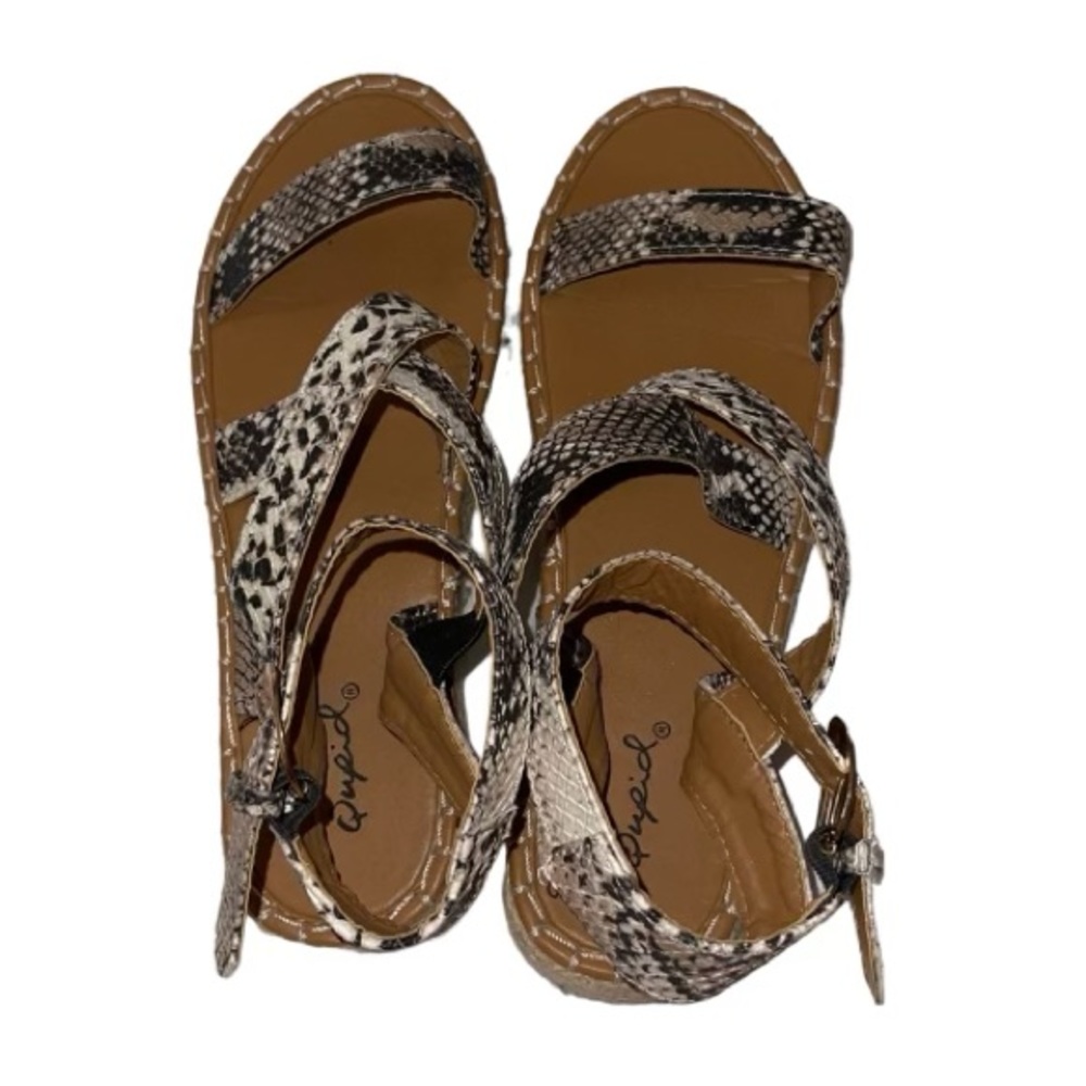 Qupid Snakeskin Strappy Espadrilles size 6